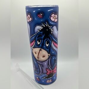 20 oz Stainless Steel Eeyore Tumbler—NEW IN BOX Comes with a straw & straw brush